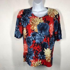 Talbots floral short sleeve cardigan medium petite